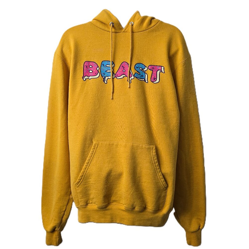 Mr Beast OG Champion Hoodie S Frosted Sweatshirt Yellow Feastables Youtube Gear